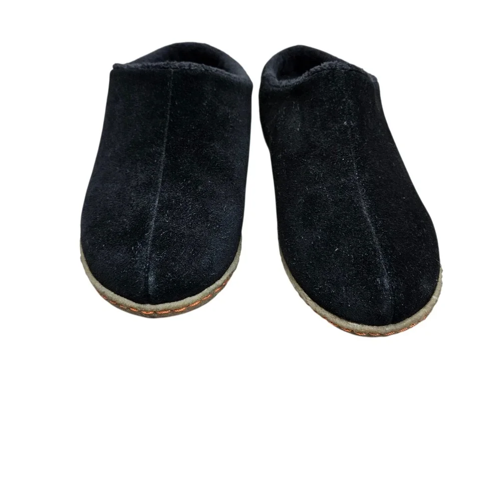 Sorel Lanner Ridge Mules‎ Black Suede Faux Fur Lined Clog Slippers kid's Size 4